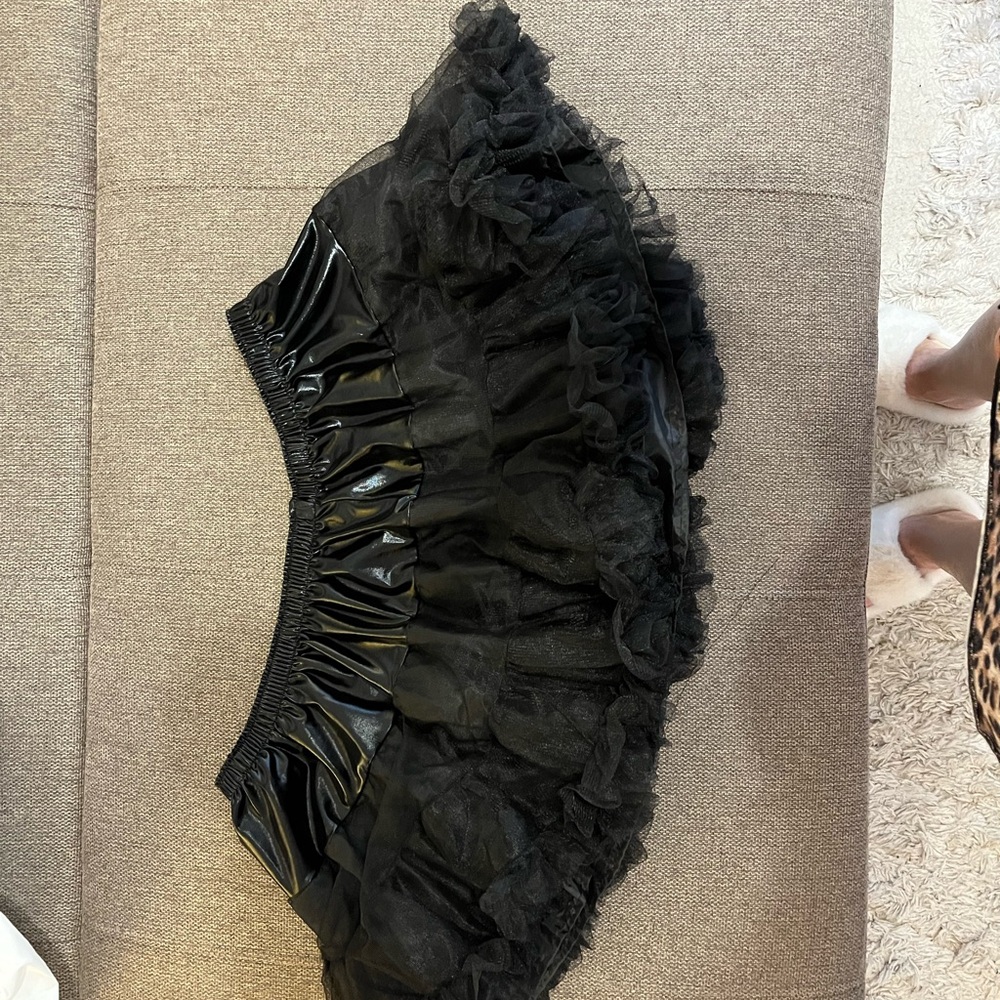 Black Shiny Elastic Waist Skirt - Women